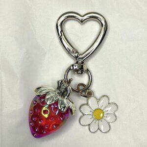 Agromusk Women Red Cute Strawberry Heart Flower Daisy Bag Charms Key Chains